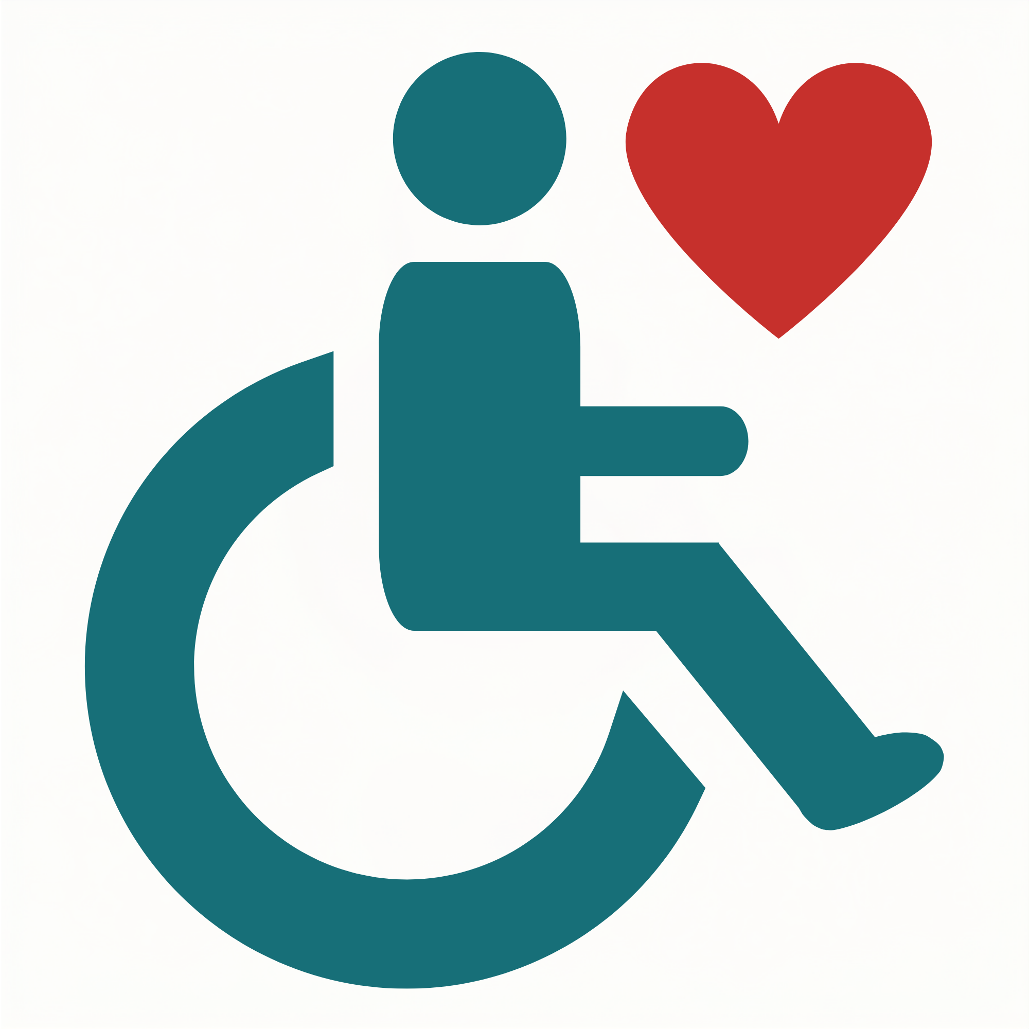 wheelchair user icon with a heart near the head